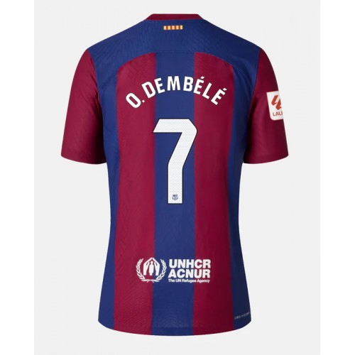 Fotbalové Dres Barcelona Ousmane Dembele #7 Domácí 2023-24 Krátký Rukáv